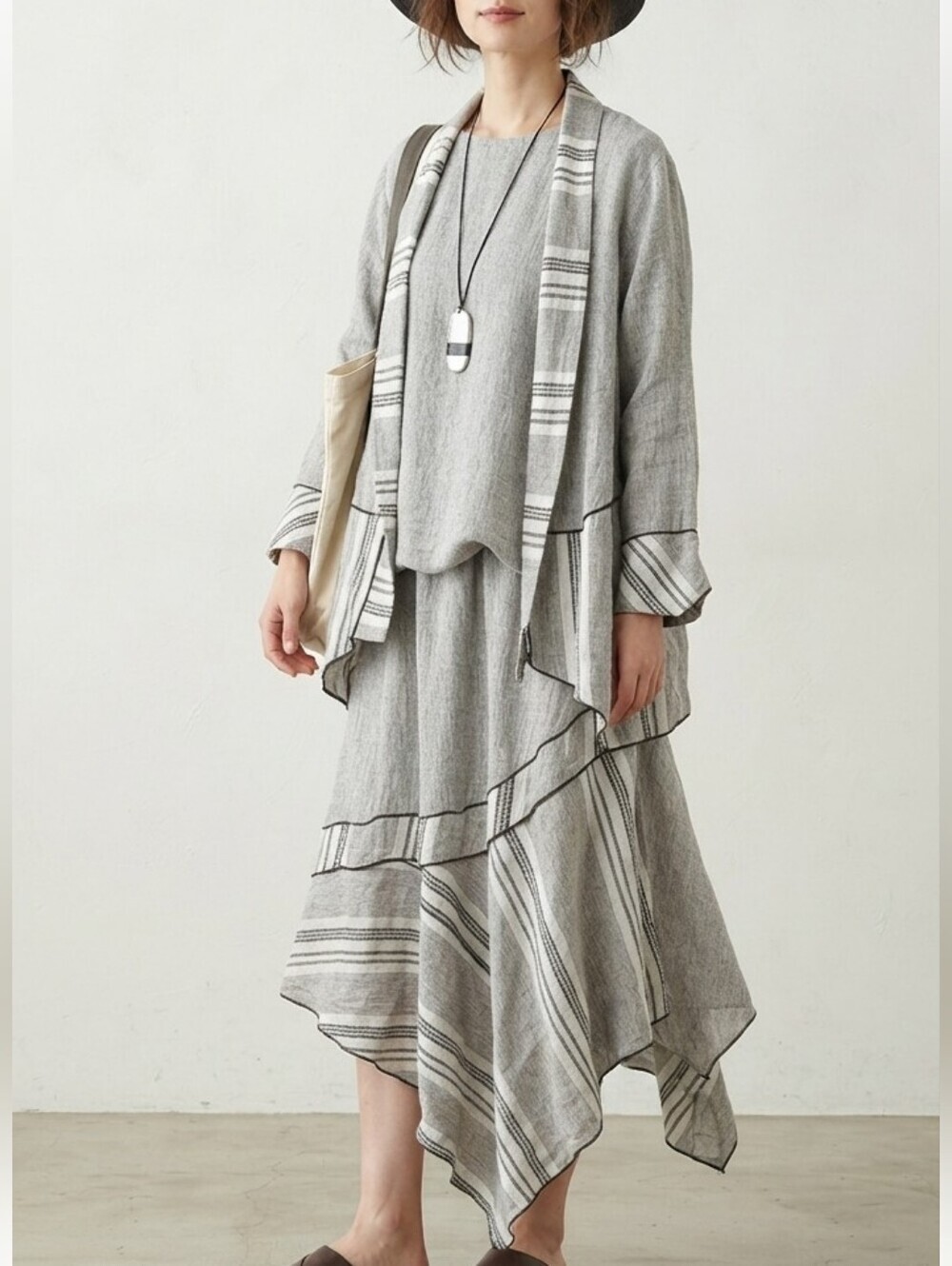 Vintage Linen Cotton I.C. Collection By Connie 3 Piece Set Jacket Suit Skirt